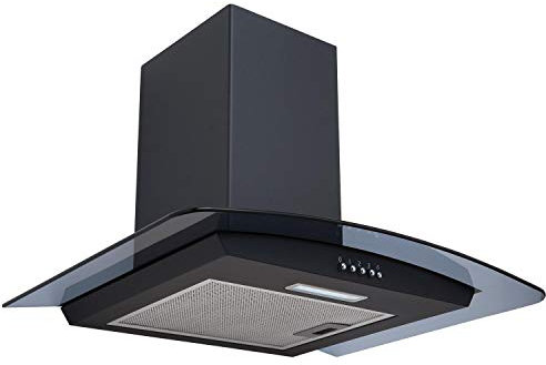 SIA CGHS60BL 60cm Curved Black Glass Cooker Hood Kitchen Extractor Fan