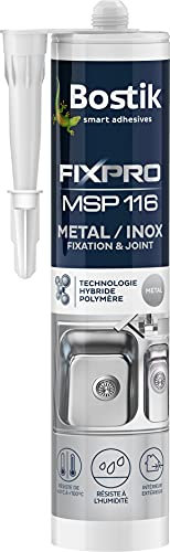 Bostik FIXPRO – Mastic de Fixation et Joint Métal/Inox MSP 116 – Intérieur/Extérieur – Tous Matériaux – Mastic Hybride Polymère – Couleur : Effet Métal – 1 Cartouche 290 ml