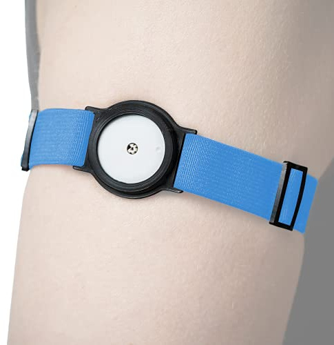 DiaBrothers Freestyle Libre 2 fixeringsband fixeringshållare med justerbart armband – hållare: svart – armband: himmelsblå – storlek L (35–45 cm)