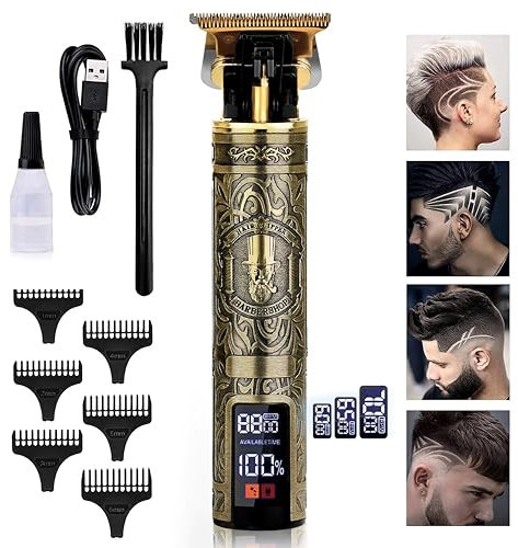 m MU Haarschneidemaschine, Display LCD Pro Wiederaufladbarer Der Konturen Haartrimmer Mit Führungskämmen, T-Outliner Schnurloser Langhaarschneider für Friseure/Menschliche Figur