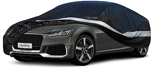Holthly 10 Schichten Autoabdeckung 100% Wasserdicht, Auto Abdeckplane für Vollgarage Regen Sonne Staub UV Schutz. Autoplane Passend für Mazda MX5, Audi TT, FIAT 124 Spider. Autogarage Schwarz C4