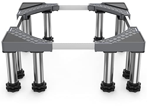DEWEL Support Machine à Laver Socle Lave Linge Base de Machine à Laver Réglable 12 Pieds Support Charge 500kg Largeur réglable 43-57cm, hauteur 18cm-22cm
