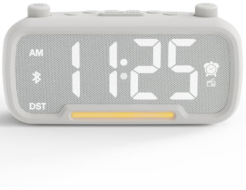 Digital Radiowecker mit Bluetooth für Schlafzimmer, Wecker mit Licht, Typ C & USB-Ladegerät, Batterie-Backup, 0–100% Dimmbar, 50–120 dB Lautstärke, Wecker Laut für Tiefschläfer | Hörgeschädigte