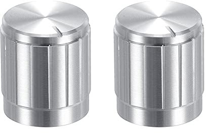 QUARKZMAN Potentiometer Drehknopf ABS Gitarre Knopf für 6mm D Typ Welle E-Gitarren Verstärker Stereoanlagen Bass 180° Aluminum Plastik Knopf Silber 2Stk