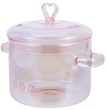 Mikinona Glass Stew Soup Pot 1500ml Double Handle Cooking Pot with Lid High Borosilicate Glass Home Cooking for Induction Stove and Instant Noodle Soup