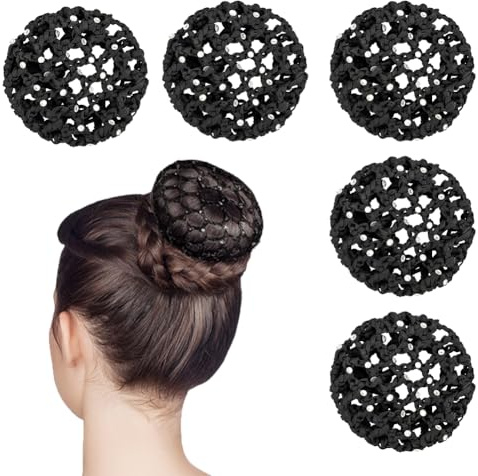 Comioke Net for Hair, Rete per Capelli, retine per Capelli, Redecilla Moño,Mallas Elásticas para el Pelo,5 Pcs Redecilla de Malla,Redecilla Moño Ballet Niña,Redecillas,Red para El Cabello Negro