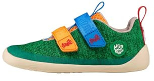 Affenzahn Barfußschuh Knit Happy mit Klettverschluss, Vegan, rutschfest, Flexibel, Reflektierend, besonders leicht in Größe 21-32 Affenzahn 10 Jahre - Grün