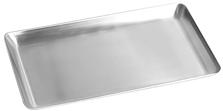 IMEEA Small Serving Tray SUS304 Stainless Steel Silver Rectangular Trayfor Kitchen Bathroom Vanity Jewelry, 25 x 15cm