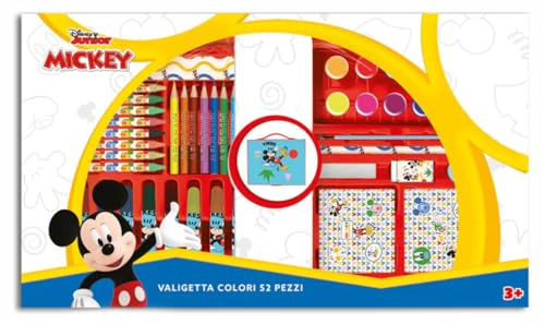 Disney Maletín colores Junior Mickey Mouse Mickey Mouse para dibujar y pintar 52 piezas, multicolor, Mickey Mouse