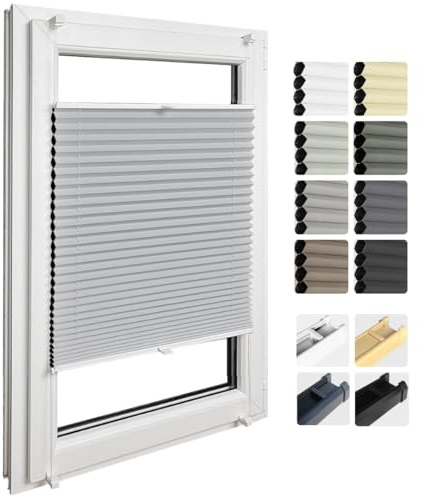Home-Vision Store plissé sans perçage sur Mesure Klemmfix – Collection nid d’Abeille 8 Couleurs 3 Profils – Largeur 30-129 cm Hauteur 50-149 cm – Occultation Thermo – Protection Solaire intérieure