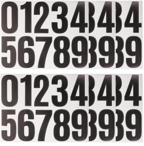 HOOWIFFY Autocollants Chiffres Grand Format 4 Pouces Noirs, Lot de 6 Pièces Auto-adhésifs Étanches pour Boîte aux Lettres, Poubelles et Classement, Numéros D'adresse Résistants