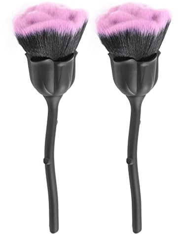 Zhdbchyuu 2X Pincel para Polvo de Uñas Pincel Rosa Rosa Pincel de Limpieza para Uñas Pincel para Rubor En Polvo (Negro)
