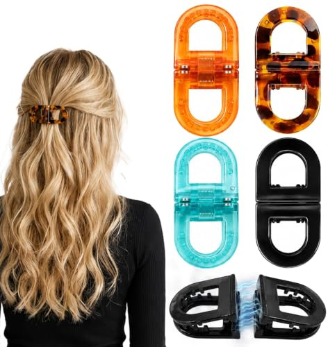 Haarclips para Mujer, Set de 4 Pinzas para el Cabello | Magnéticas con Fuerte Sujeción, Su diseño sin costuras 2 en 1 es adecuado para cabello grueso, fino y rizado Clips