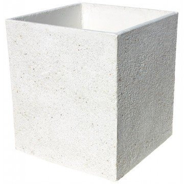 AnaParra Jardinera Cuadrada de hormigón Piedra Lavada Mármol, para Exterior Luisa 40X40X48cm.Blanco 55l. | 39Kg