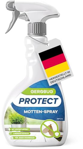 Gerobug Motten-Spray 500 ml - Motten schnell & effektiv loswerden mit Langzeitwirkung - Mottenmittel für Lebensmittelmotten & Kleidermotten - Motten bekämpfen Alternative