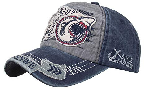 RUICHENG Vintage Basecap Herren Distressed Baumwolle Baseball Cap Snapback Outdoor Sport Kappe (Grau)