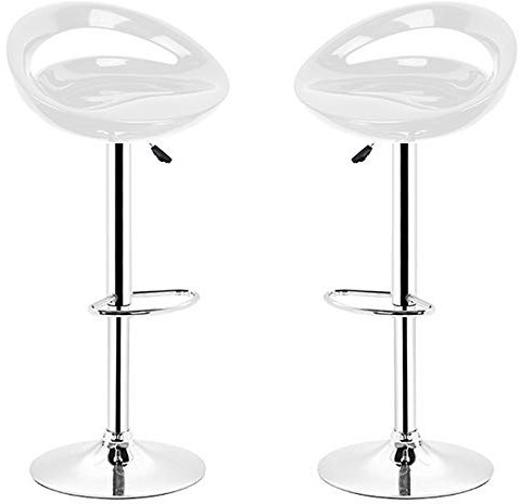 kechao Barhocker 2er Set aus ABS Kunststoff, drehbar und höhenverstellbar von 55 bis 75 cm, für Küche, Terrasse, Bar und Wohnzimmer (2, Weiß)
