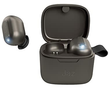 SBSAO JAZ Auricolari wireless TWS AIRON con custodia in metallo zigrinato, controlli touch, autonomia di 5 ore consecutive, utilizzabili in mono con tecnologia Dual Leader, colore grigio scuro, Unica