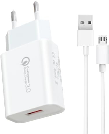 Caricatore Micro USB, Caricabatterie Carica Rapida per Samsung Galaxy S4 S7 S6 A6 edge S4 J6 J5 J3 J8 J7 Note5 Note4 Note4 Note2 Tab S Xiaomi Redmi 9A 10A Huawei, LG, Adattatore Cavo universale