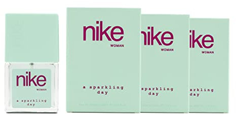 NIKE - A Sparkling Day Pack de 3 x 30 ml, Colonia Mujer, Formato Viaje en Spray, Perfume Mujer, Eau de Toilette Natural y Femenina, Aroma Floral Oriental, Fragancia Dulce