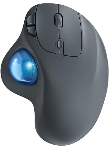Nulea M501 Wireless Trackball Mouse, Rechargeable Ergonomic, Easy Thumb Control, Precise & Smooth Tracking, 3 Device Connection (Bluetooth or USB Receiver), Compatible for PC, Laptop, Mac, Windows.