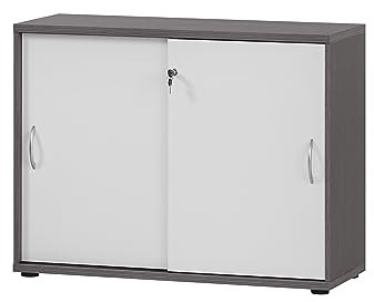 Möbelpartner Aktenschrank Manni 701830, esche grau Dekor/weiß matt, 100 x 39,5 x 77,4 cm