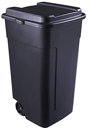 VinEry 50 gal Roughneck Wheeled Plastic Garage Trash Can, Black