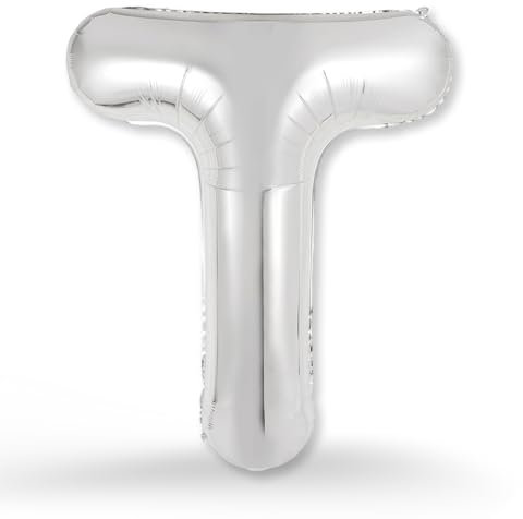 FUNXGO XXL Groß Folienballon Buchstaben T Silber -Riesen Alphabet ca. 100m - Verstärktes Material - Helium oder Luftfüllung - Perfekt für Geburtstag, Hochzeit, Party Dekoration & JGA - Ballon T Silber