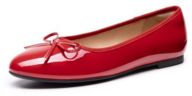 DREAM PAIRS Ballerines Femme Classiques avec Nœud, Chaussures Plates Confortables à Enfiler, Élégantes et Polyvalentes,Size 37,Rouge-Pat,SDFA2404W