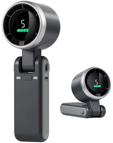 JOPWUE - Ventilatore portatile 3 in 1 pieghevole turbo ad alta velocità, schermo LED, batteria 3600 mAh, regolabile a 180°, 5 velocità del vento, ricaricabile tramite USB, piccolo ventilatore a mano