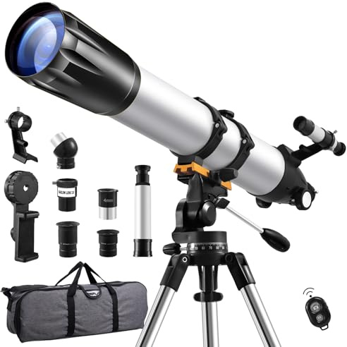 Teleskop,Astronomisches Teleskop,Astronomie Teleskop für Erwachsene,90mm Aperture 900mm Tragbares Reiseteleskop, Mit Sucherfernrohr, für Anfänger & Kinder, Stativ Astronomie Fernrohr Telescop