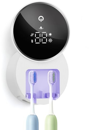 Toothbrush Holders for Bathroom, WONICO Toothbrush Sanitizer Holder, Tooth Brush Wall-Mounted Cleaner Organizer with Auto-Inductive Cover, Air Drying Fits Most Electric, Manual and Kids’ Toothbrushes