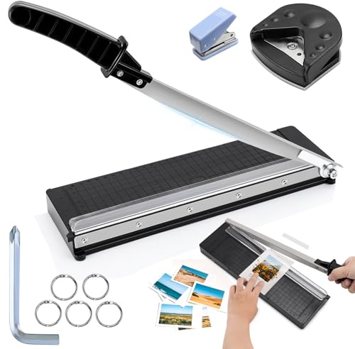 WJMY Stahlmesser Papierschneider A4/B5/A5/B6/B7, Papierschneidemaschine 8 Blatt Schneidleistung, Hebelschneider, fur Materialien Sind Dünne Bleche, Leder, Fotos