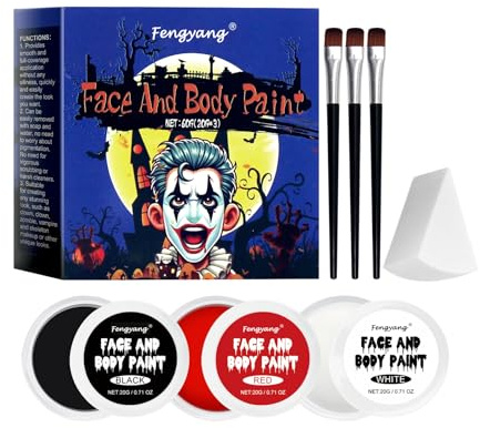Fengyang® Pittura Viso Halloween, Trucchi Clown Halloween MakeUp, Base Di Olio Face Paint, Adatto Per Halloween, Palcoscenico, Giochi Di Ruolo, Clown (Blue)