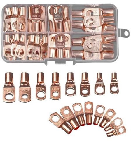 Asyduey 70 Pz. Connettore Capocorda SC6-25 Connettori In Rame Nudo Kit Connettore Terminale A Crimpare Elettrico