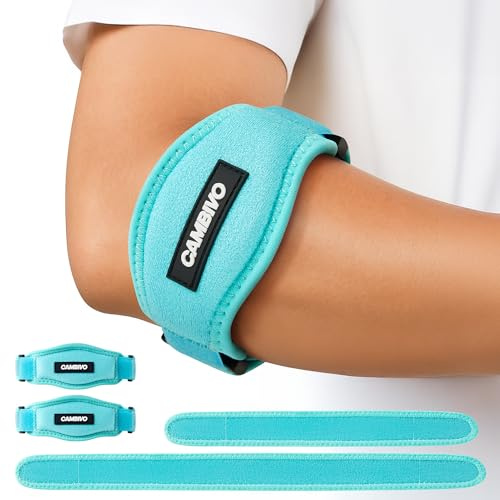 CAMBIVO 2 Pack Tennis Elbow Support Strap With 2 Short Replacement Straps