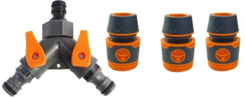 Gettimore Sdoppiatore per tubo da giardino a 3 vie con raccordi ad attacco rapido e valvole di intercettazione individuali per irrigazione giardino