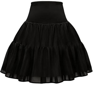 Vlazom Women Crinoline Underskirt A-Line Tutu Skirt 2-Hoop Adjustable Petticoat for Wedding/Prom/Halloween/Cosplay/Ball Dress Black,2XL-3XL