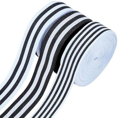 CABODYALS 3 stycken 27,43 m 25 mm svart vit randigt band tryckt dubbelsidig randig tyg polyester ränder ripsband för förpackning av presenter alla hjärtans dag buketter födelsedagspresenter Ba