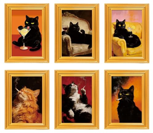 Domefahaso Set de 6 imanes de Nevera Vintage, Motivos de Gatos, imanes Decorativos para Cocina