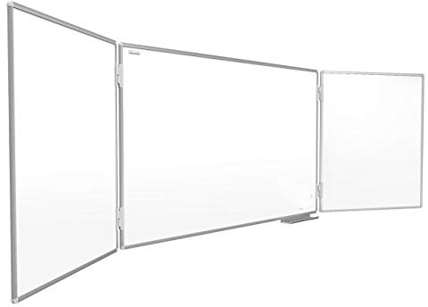 ALLboards Lavagna Bianca Magnetica a Trittico 170x100cm//340cm con Cornice in Alluminio, Cancellabile a Secco, con Due Lati