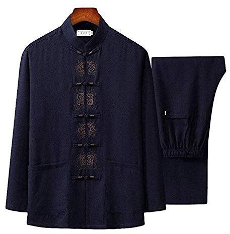 Tai Chi Kleidung Damen，Herren Mann Tai Chi Kleidung Uniform Anzug Qi Gong Kampfkunst Wing Chun Shaolin Kung Fu Hemd Trainingskleidung Bekleidung Bekleidung,Black-170