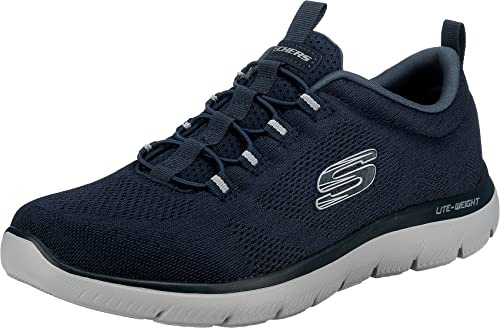 Skechers Uomo Summits Louvin1 Scarpe da ginnastica, Black Mesh/Pu/Trim, 46 EU