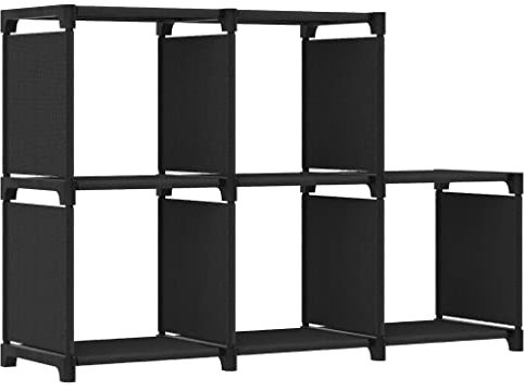 vidaXL Würfel Regal 5 Fächer Bücherregal Standregal Würfelregal Wandregal Lagerregal Aufbewahrung Raumteiler Schwarz 103x30x72,5cm Stoff
