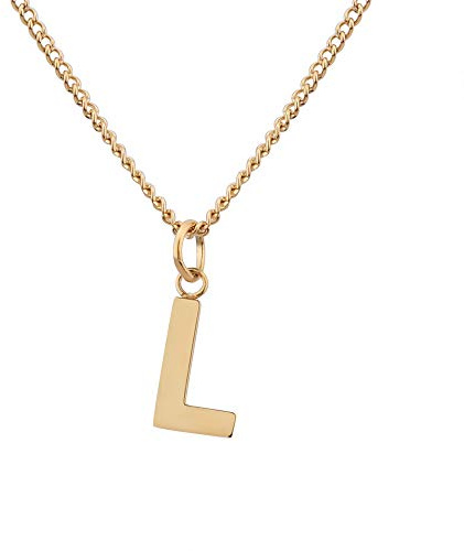 GD GOOD.designs Cadena con letras L de oro de 18 quilates - Cadena de oro para señoras con colgante de la A a la Z Cadena de letras iniciales