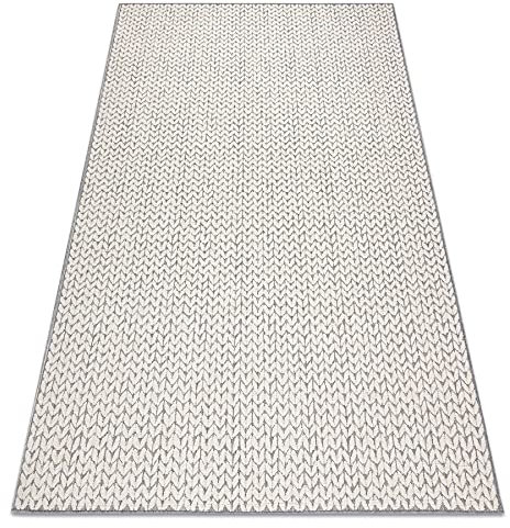 rugsx Modern Teppich SISAL Spring Herringbone, Schnurteppich für Wohnzimmer, Schlafzimmer, Terrasse, Küche, Teppichschlaufe - Creme 160x230 cm