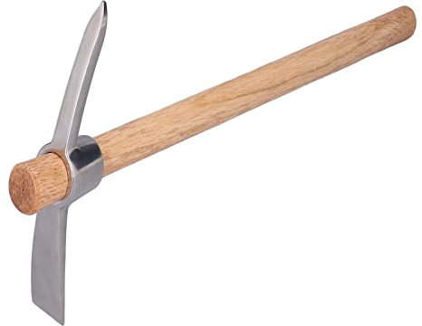 Tissting Pico de Jardín de 40cm/15,7in, Azada de Pico de Acero Inoxidable Resistente y Duradera, Herramientas de Azada de Jardinería Agrícola con Mango de Madera