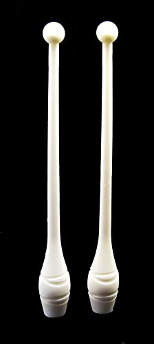 Adultos Blanco 2 x Mujeres Palos de Gimnasia (42cm) (150g) Pesas de Gimnasio para Mujeres Bastones de Gimnasia de Baile, Gym Mazas, Palos de rítmica, Gimnasia rítmica de Principiantes