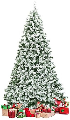 COSTWAY Albero di Natale Innevato da 135/180/225 cm, Albero di Natale con 400/928/1364 Rami Folti e Base di Metallo, Decorazione Natalizia per Casa, Ufficio e Negozio (225 cm)