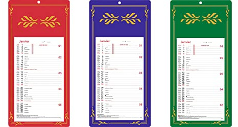 OBERTHUR - 1 Plaque Calendrier Mensuel Long Classique Skytos - Janvier 2026 à Décembre 2026 - Dimension 16 x 33,3 cm - 3 coloris disponibles